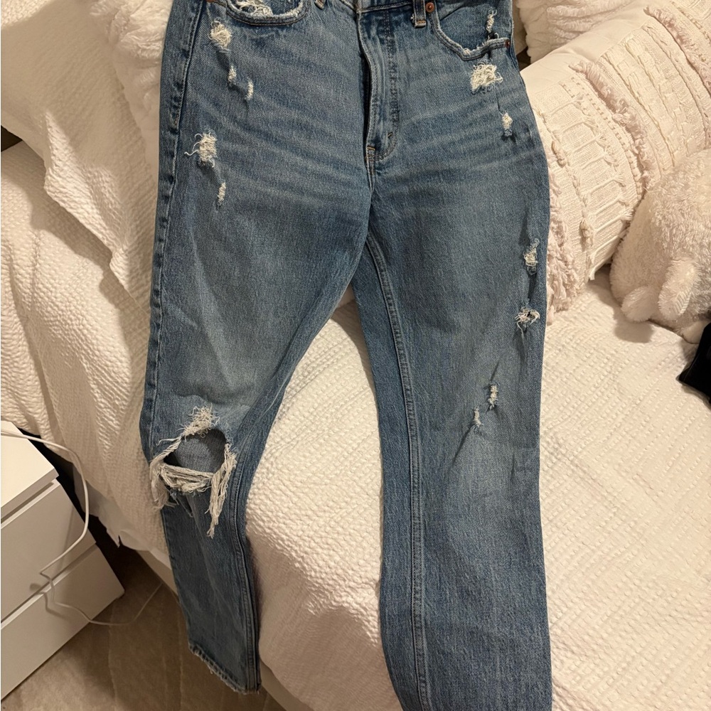 Abercrombie & Fitch Light Blue Distressed Boyfriend Jeans